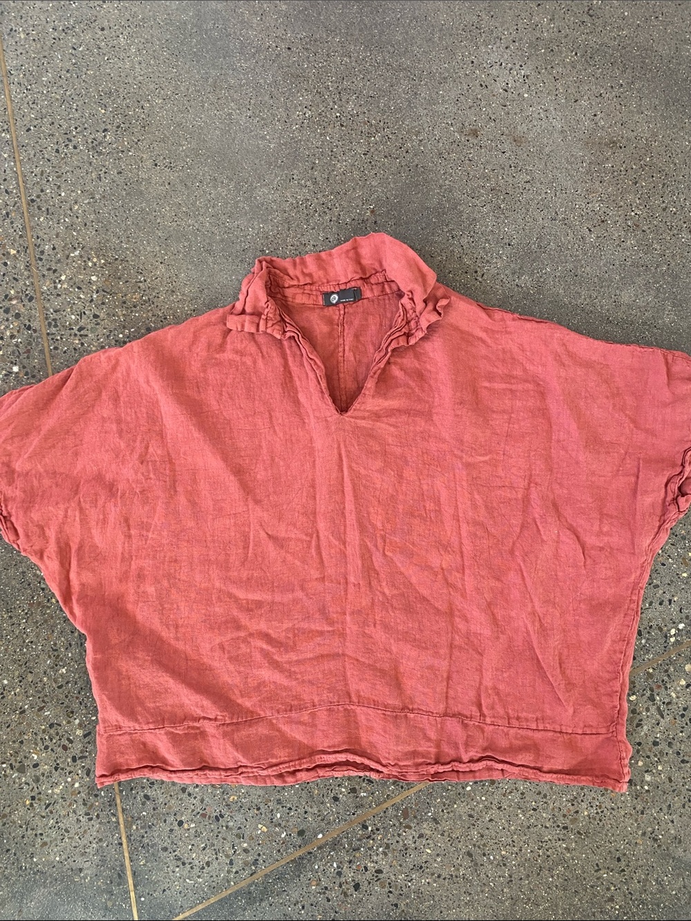 100% linen collared blouse coral pink MEDIUM made in Italy